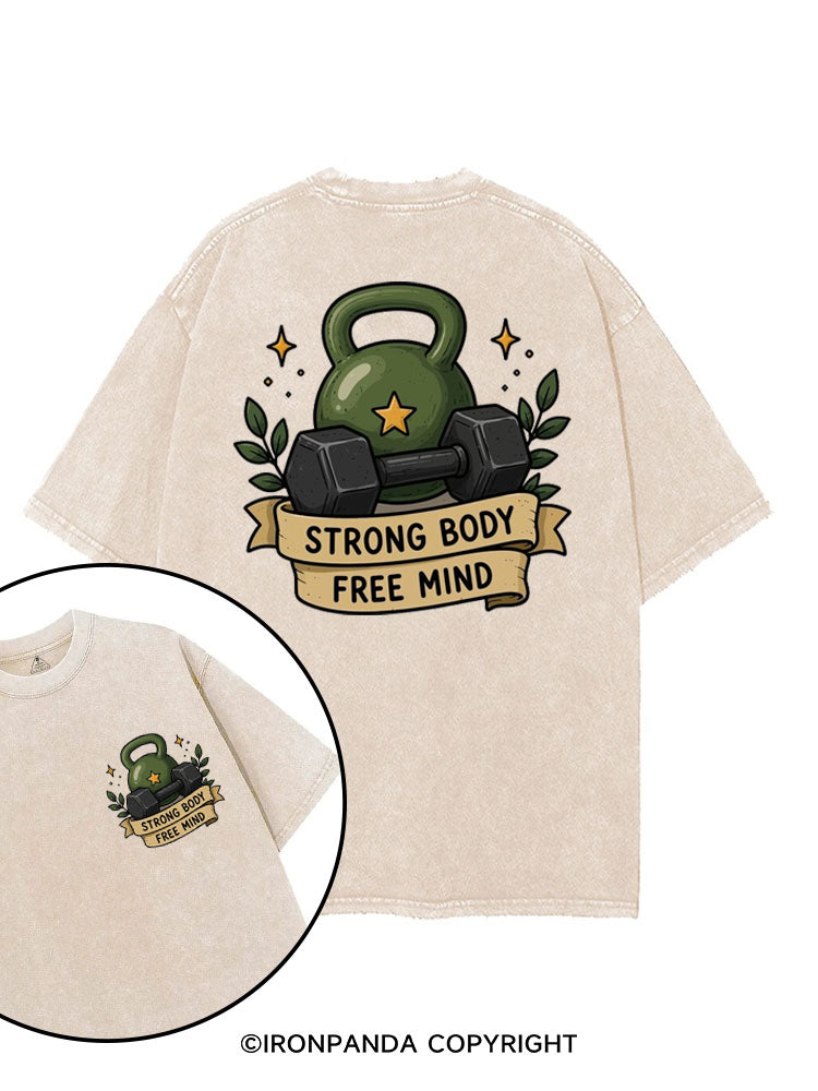 STRONG BODY FREE MIND KETTLEBELL printed Gym Shirt