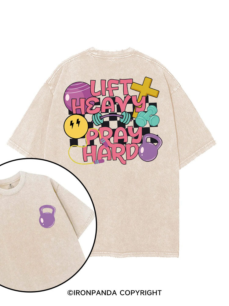 LIFT HEAVY PRAY HARD COLORFUL GYM printed Gym Shirt