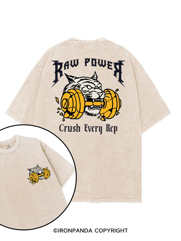 RAW POWER CRUSH EVERY REP TIGER printed Gym Shirt