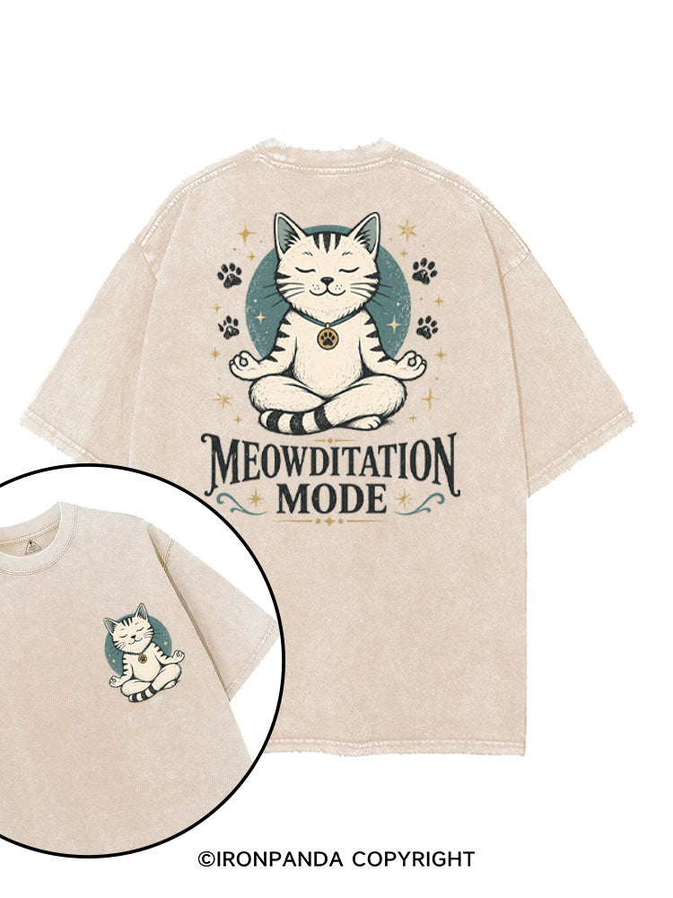 MEOWDITATION MODE printed Gym Shirt