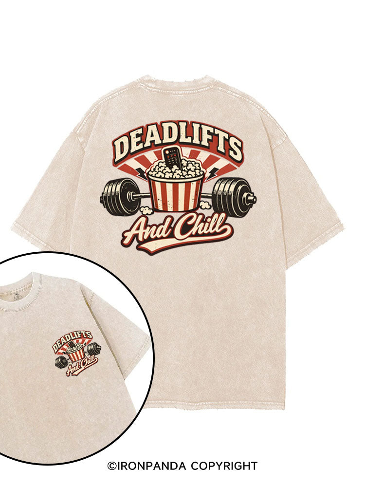 DEADLIFTS AND CHILL printed Gym Shirt
