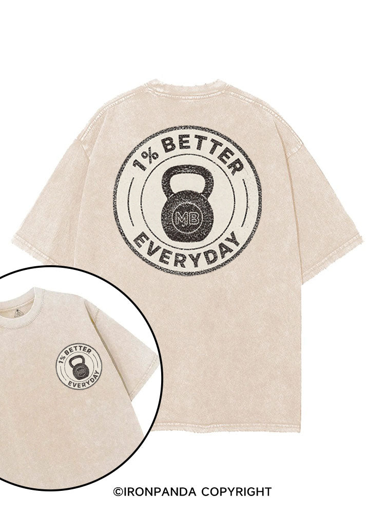 1% BETTER EVERYDAY WORKOUT printed Gym Shirt