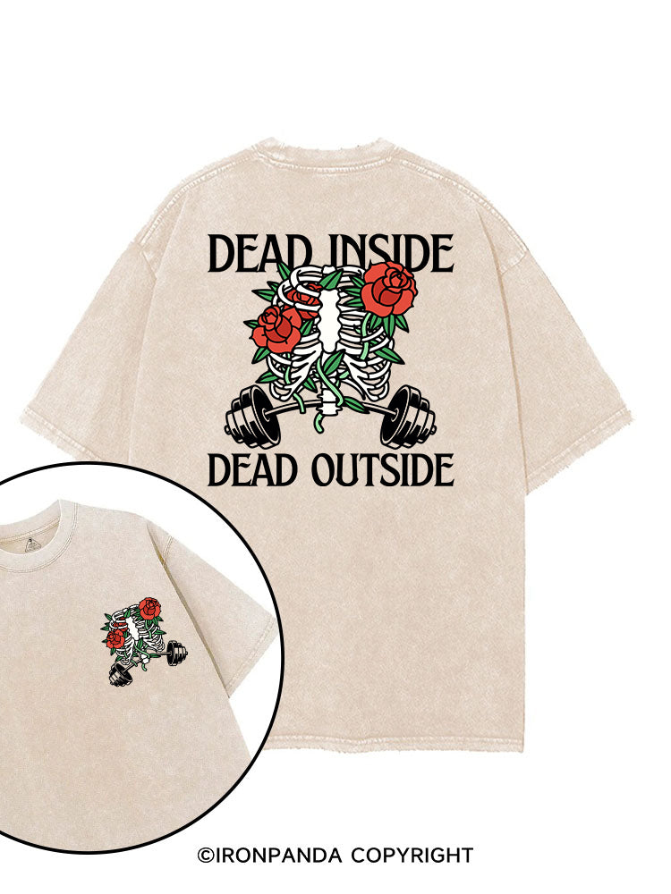 DEAD INSIDE DEAD OUTSIDE SKELETON printed Gym Shirt