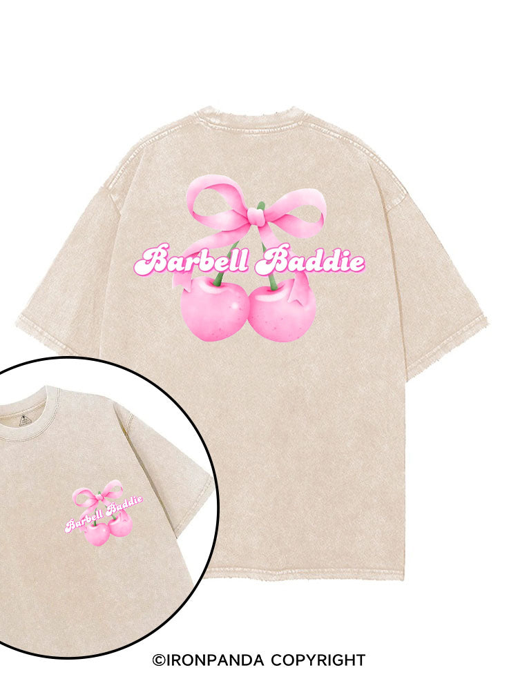 BARBELL BADDIE CHERRY printed Gym Shirt