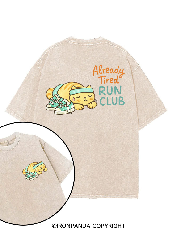 ALREADY TIRED RUN CLUB FUNNY KITTY printed Gym Shirt
