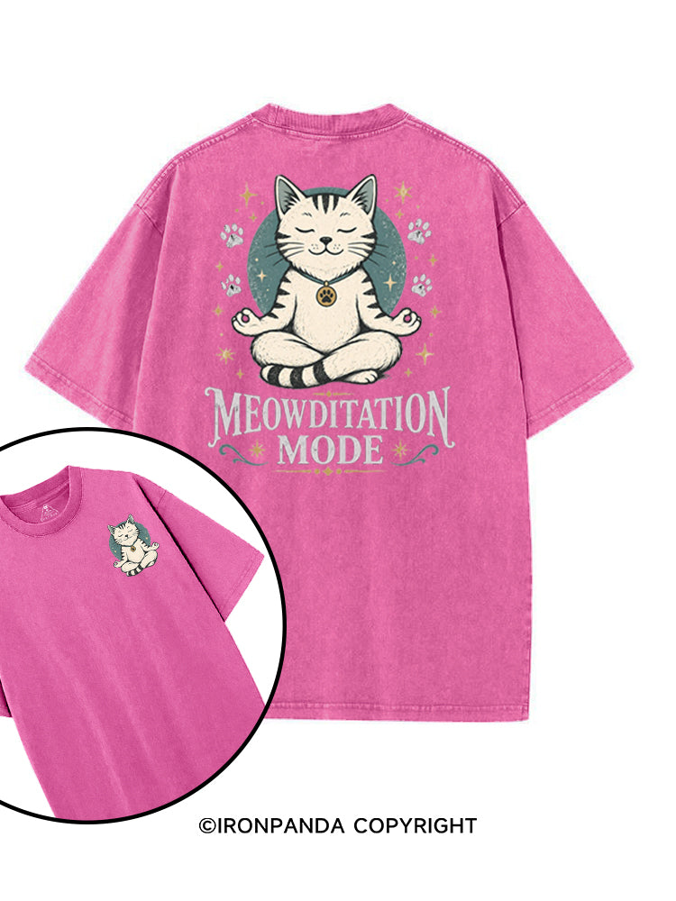MEOWDITATION MODE printed Gym Shirt