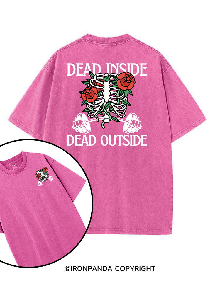 DEAD INSIDE DEAD OUTSIDE SKELETON printed Gym Shirt