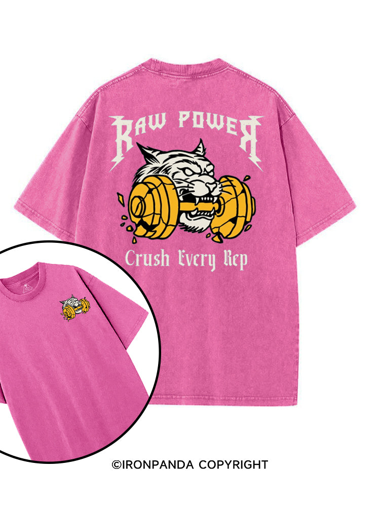 RAW POWER CRUSH EVERY REP TIGER printed Gym Shirt