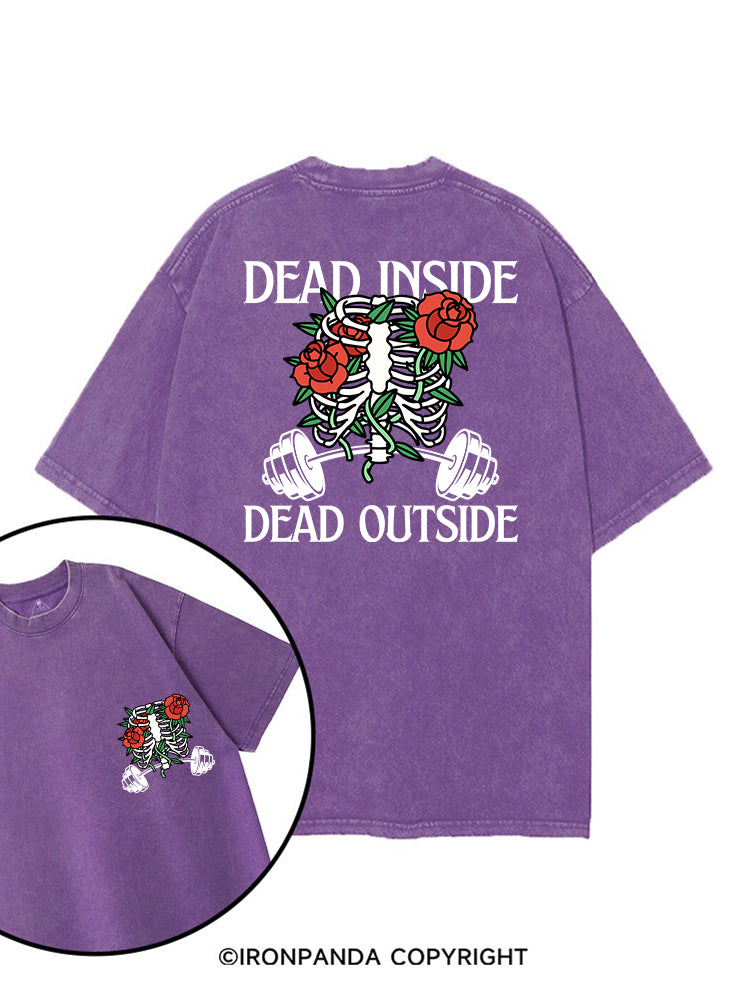 DEAD INSIDE DEAD OUTSIDE SKELETON printed Gym Shirt