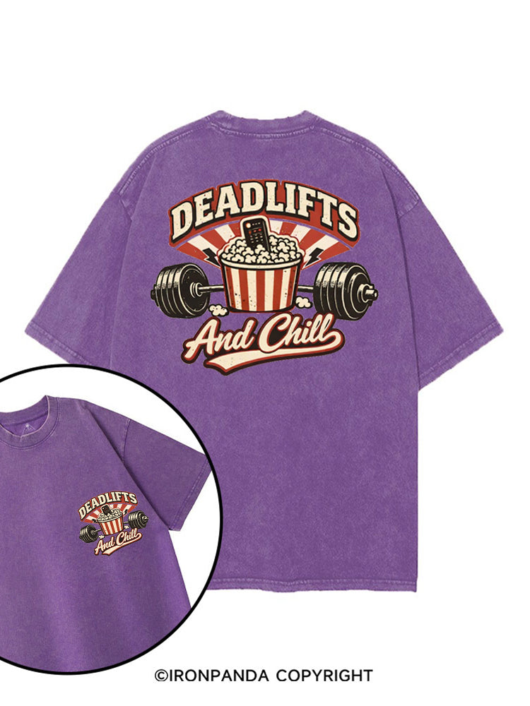 DEADLIFTS AND CHILL printed Gym Shirt