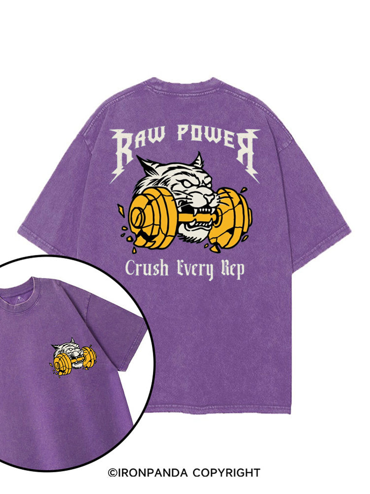 RAW POWER CRUSH EVERY REP TIGER printed Gym Shirt