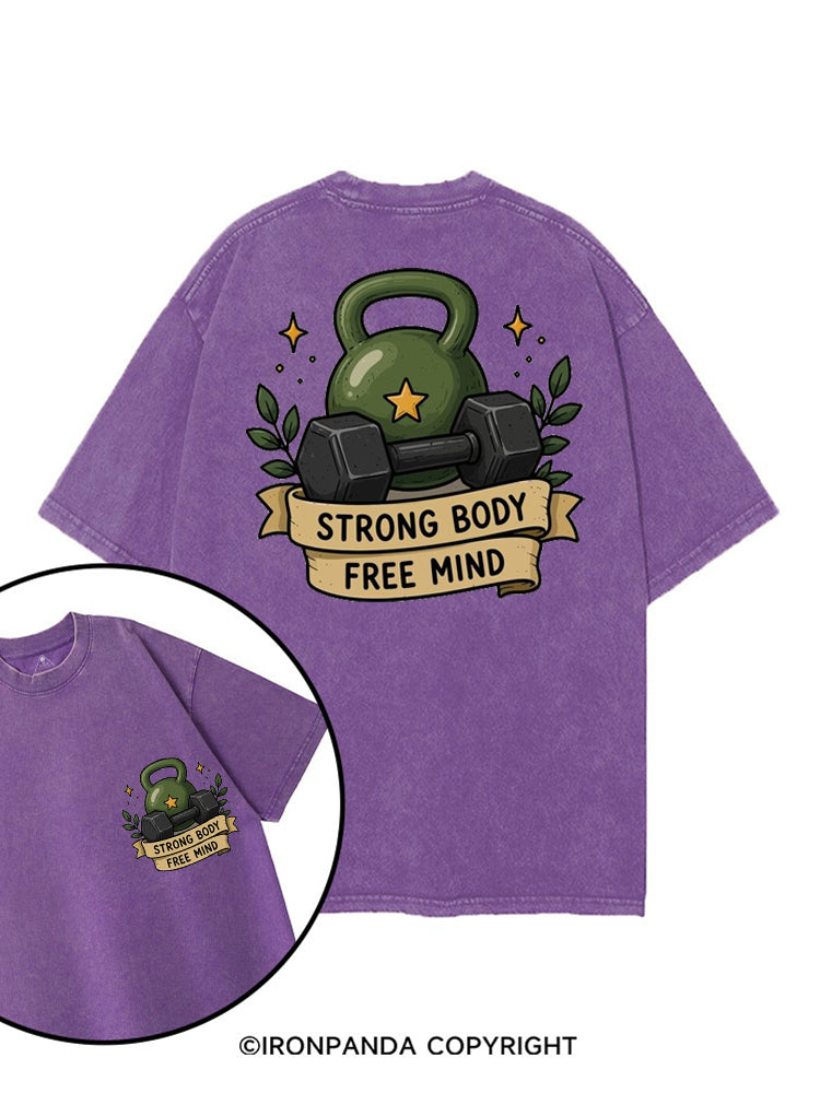 STRONG BODY FREE MIND KETTLEBELL printed Gym Shirt