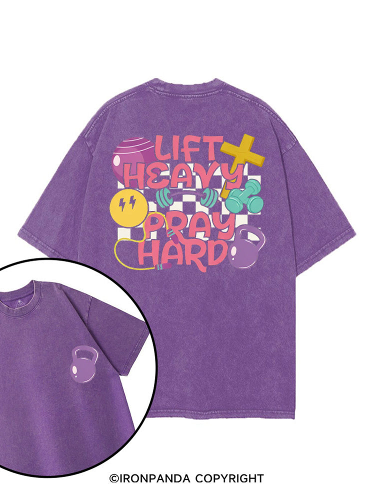 LIFT HEAVY PRAY HARD COLORFUL GYM printed Gym Shirt