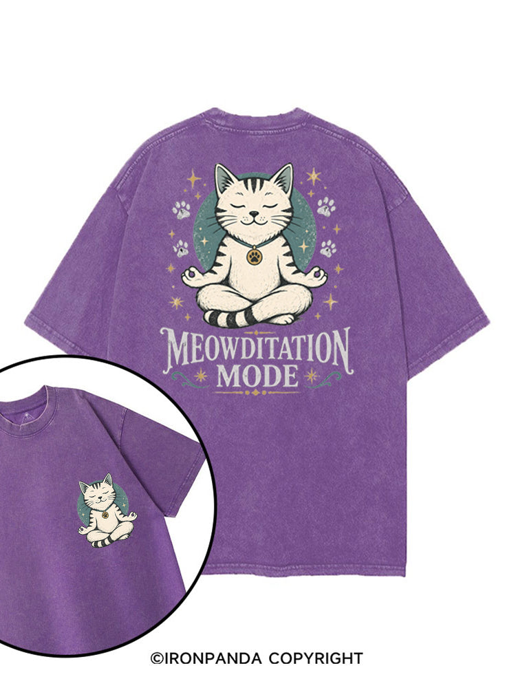 MEOWDITATION MODE printed Gym Shirt