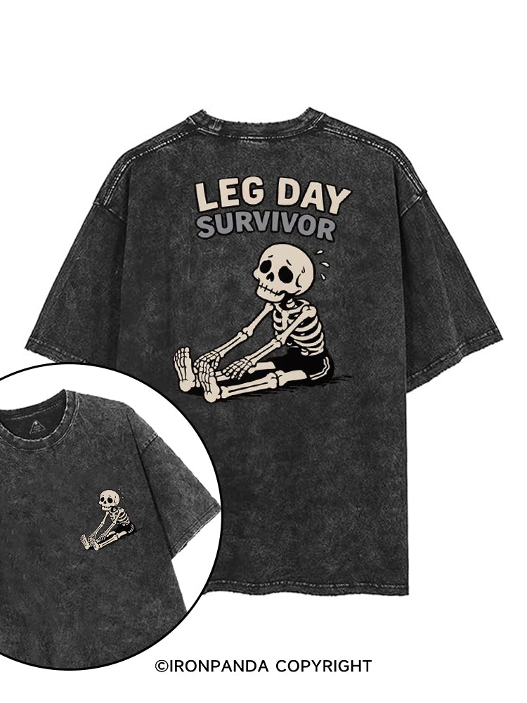 LEG DAY SURVIVOR SKELETON printed Gym Shirt