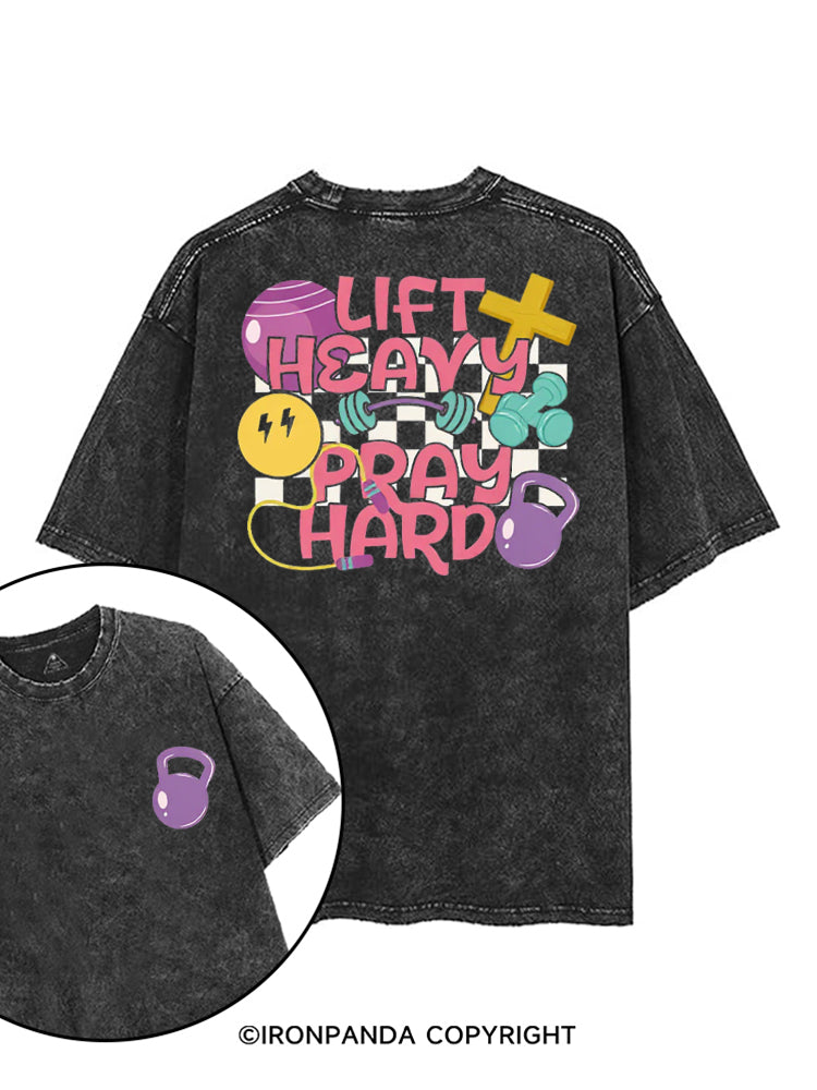 LIFT HEAVY PRAY HARD COLORFUL GYM printed Gym Shirt