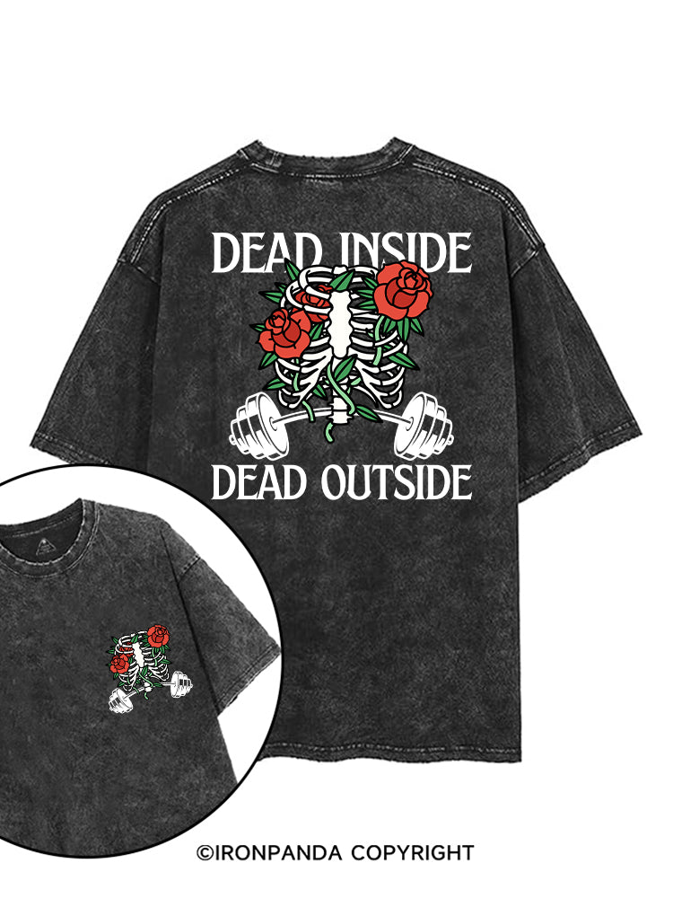 DEAD INSIDE DEAD OUTSIDE SKELETON printed Gym Shirt