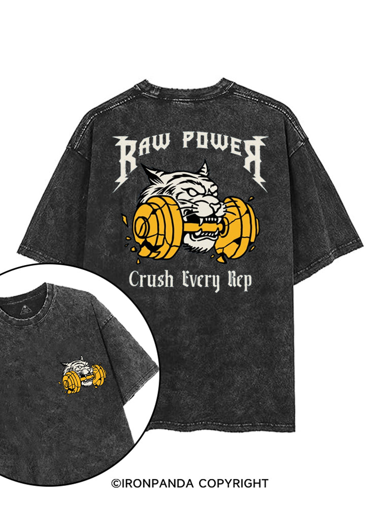 RAW POWER CRUSH EVERY REP TIGER printed Gym Shirt