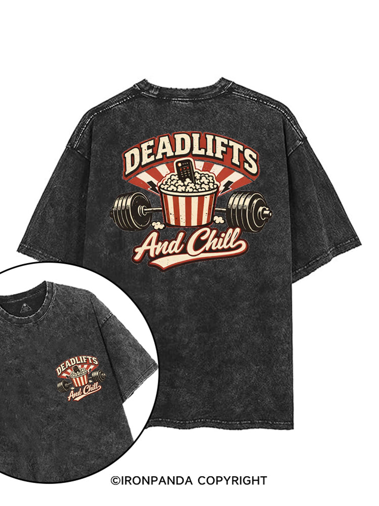 DEADLIFTS AND CHILL printed Gym Shirt