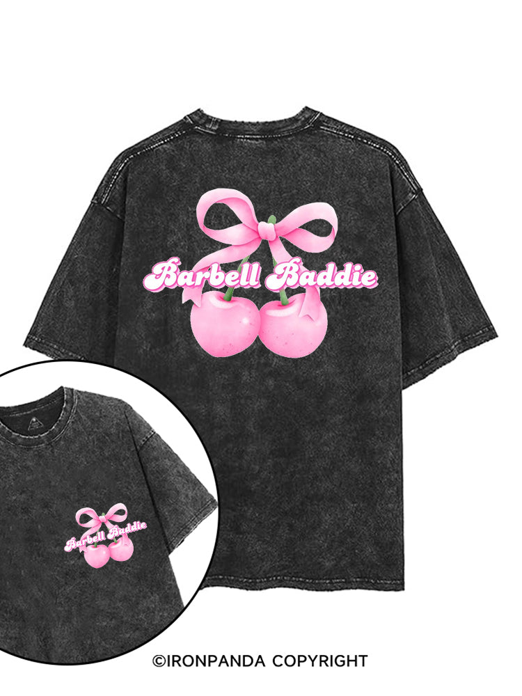 BARBELL BADDIE CHERRY printed Gym Shirt
