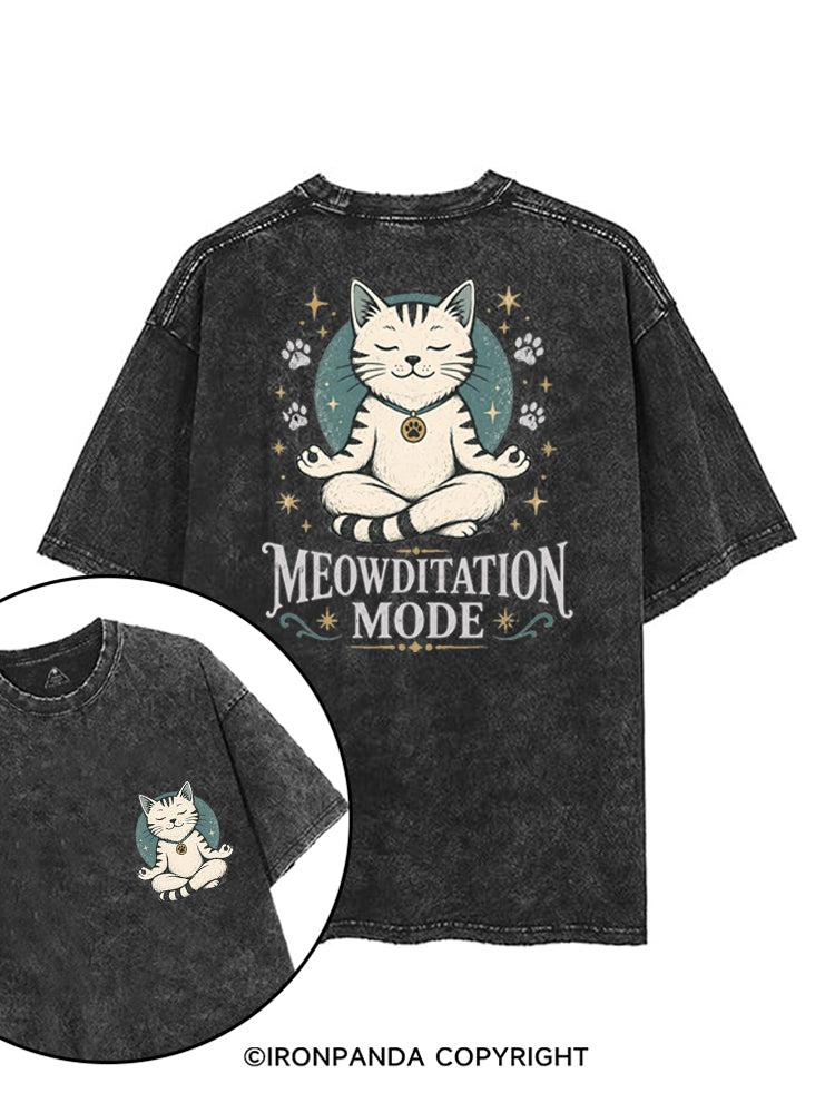 MEOWDITATION MODE printed Gym Shirt