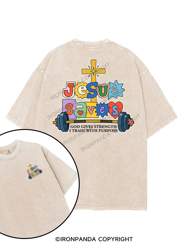 Jesus Saves printed Gym Shirt