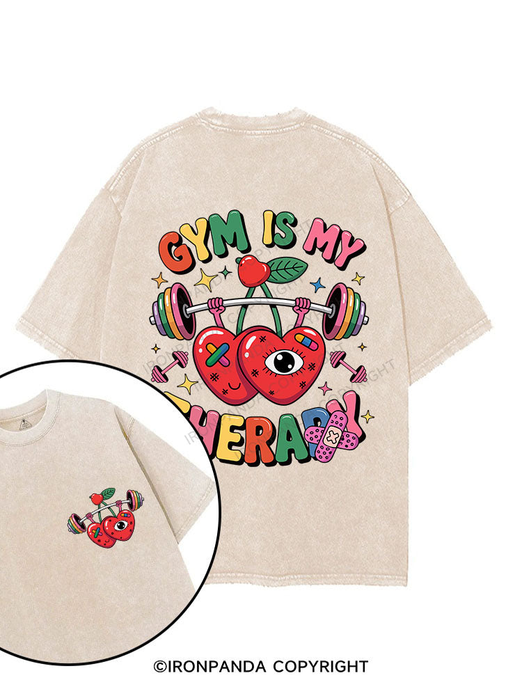 GYM IS MY THERAPY printed Gym Shirt