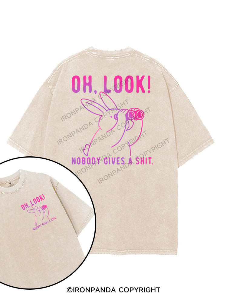 OH, LOOK! NOBODY GIVES A SHIT printed Gym Shirt