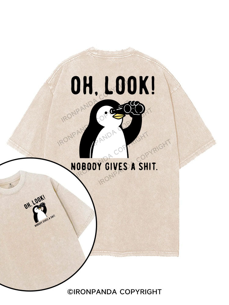 OH, LOOK! NOBODY GIVES A SHIT printed Gym Shirt
