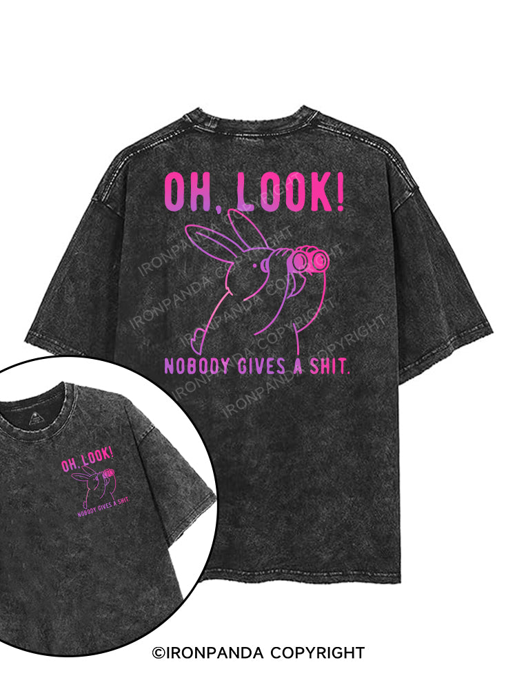 OH, LOOK! NOBODY GIVES A SHIT printed Gym Shirt