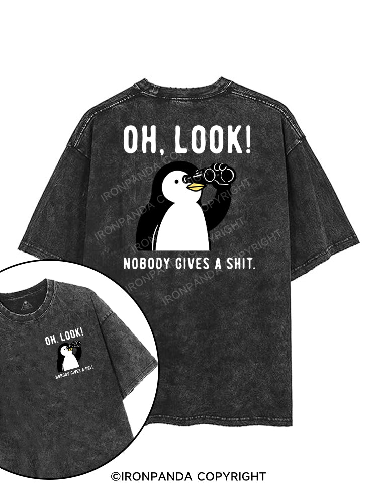 OH, LOOK! NOBODY GIVES A SHIT printed Gym Shirt