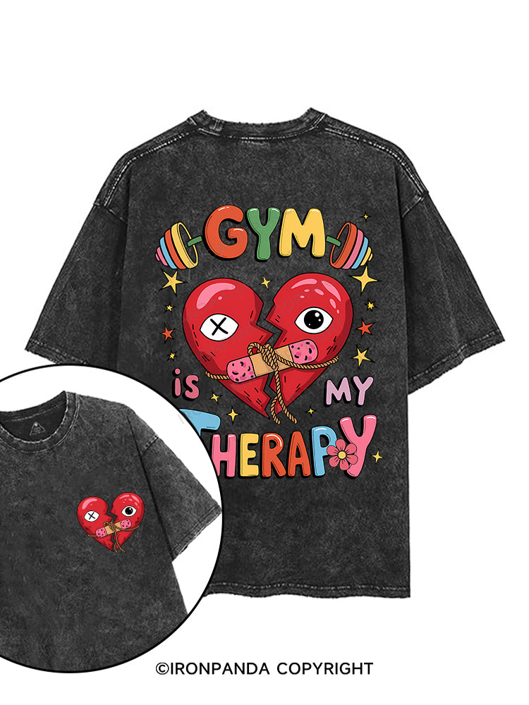 GYM IS MY THERAPY printed Gym Shirt