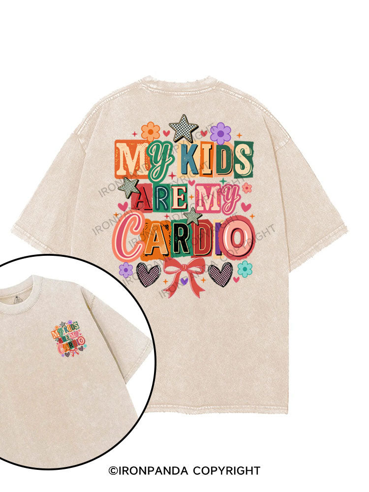 MY KIDS ARE MY CARDIO printed Gym Shirt