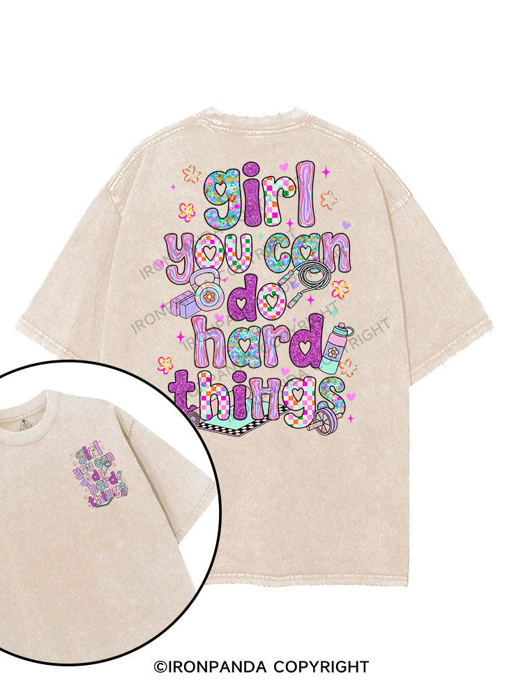 girl you can do hard things printed Gym Shirt