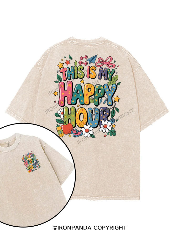 THIS IS MY HAPPY HOUR printed Gym Shirt