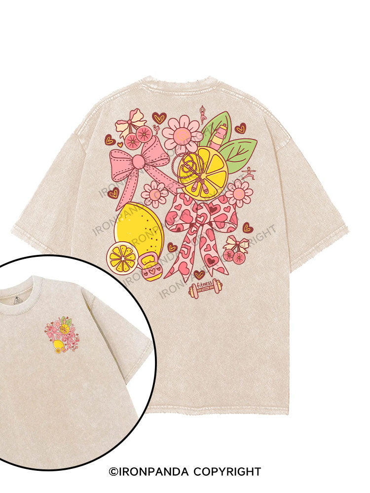Pink Lemon Power printed Gym Shirt
