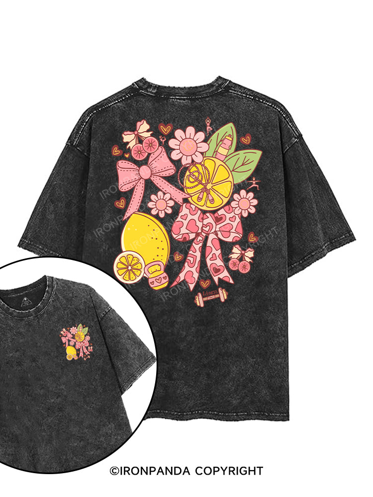 Pink Lemon Power printed Gym Shirt