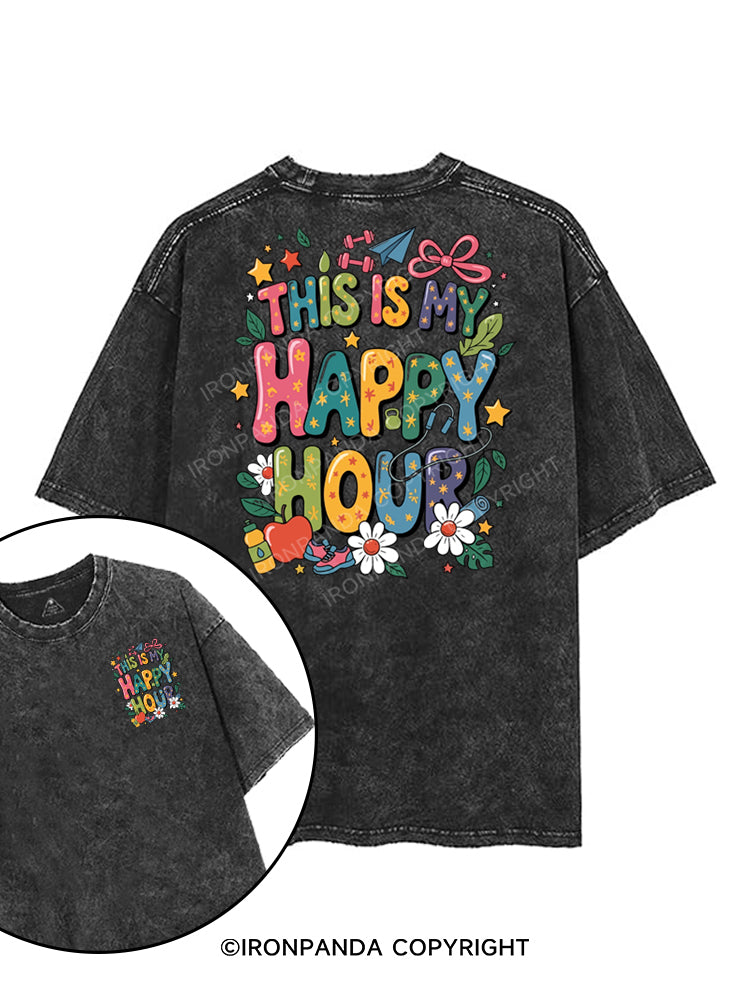 THIS IS MY HAPPY HOUR printed Gym Shirt