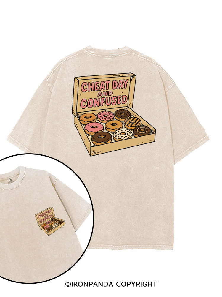 CHEAT DAY AND CONFUSED printed Gym Shirt