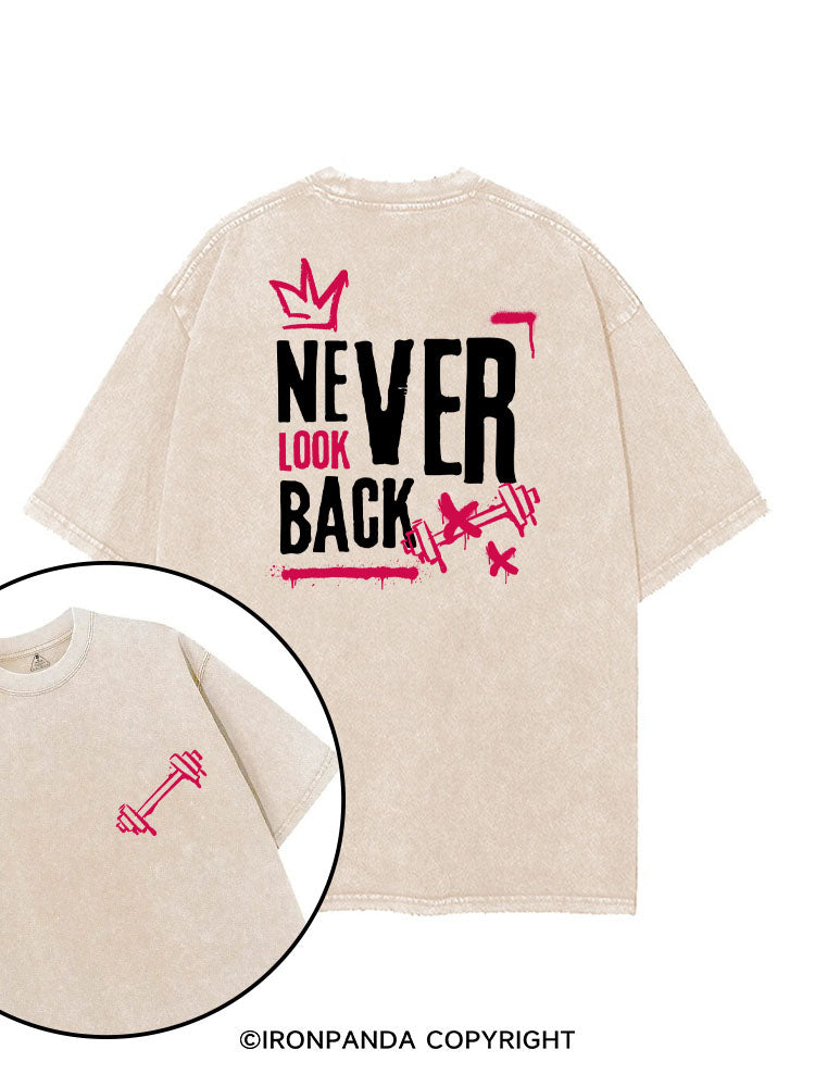 NEVER LOOK BACK printed Gym Shirt