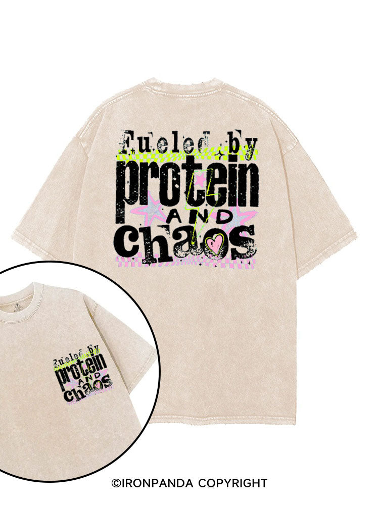 FUELED BY PROTEIN AND CHAOS printed Gym Shirt