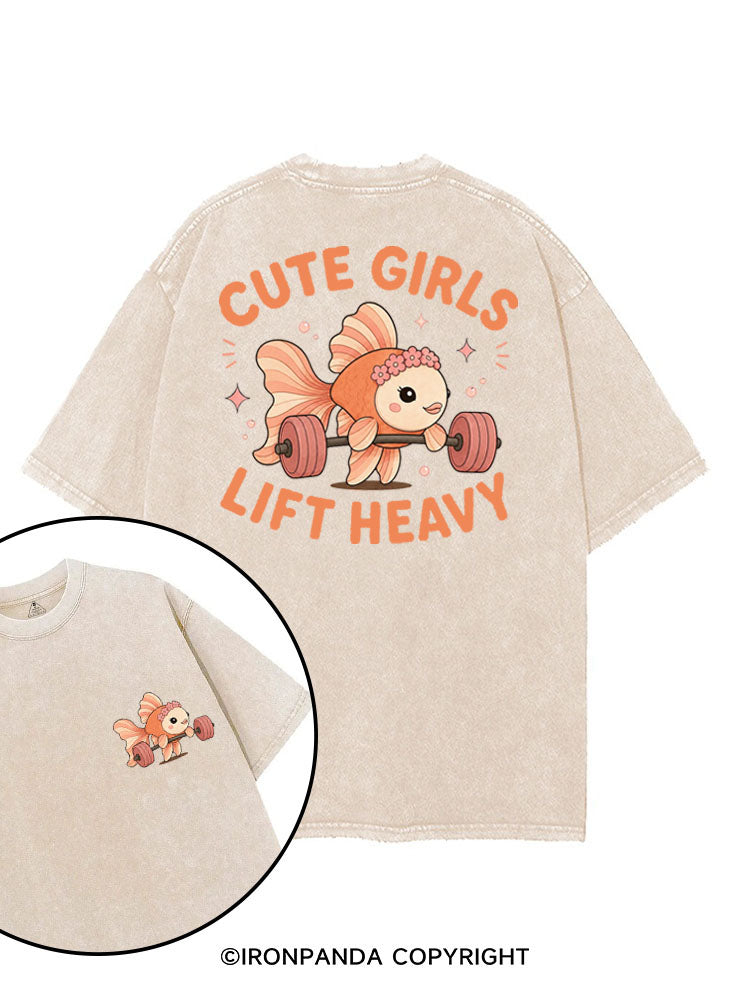 CUTE GIRLS LIFT HEAVY FISH printed Gym Shirt