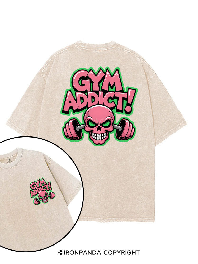GYM ADDICT! SKULL printed Gym Shirt