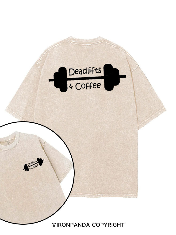 DEADLIFTS & COFFEE WORKOUT printed Gym Shirt