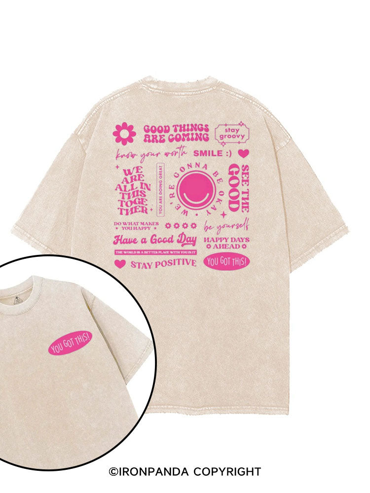 GOOD THINGS ARE COMING GROOVY printed Gym Shirt