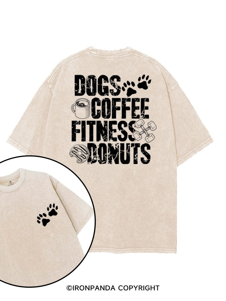 DOGS COFFEE FITNESS DONUTS printed Gym Shirt