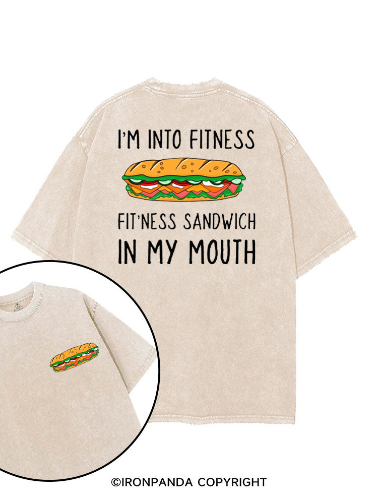 I'M INTO FITNESS FITNESS SANDWICH IN MY MOUTH GYM printed Gym Shirt