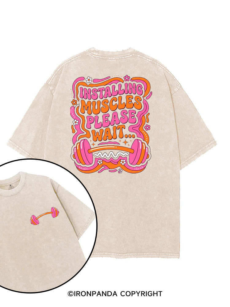 INSTALLING MUSCLES PLEASE WAIT COLORFUL GYM printed Gym Shirt