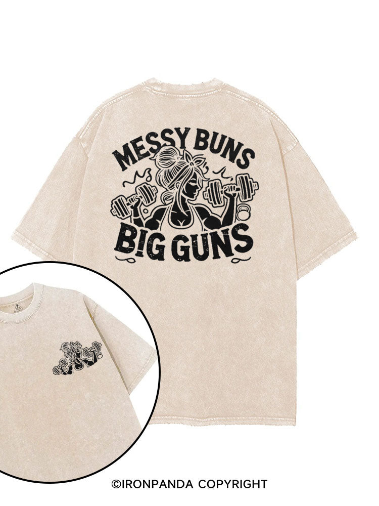 MESSY BUNS BIG GUNS printed Gym Shirt