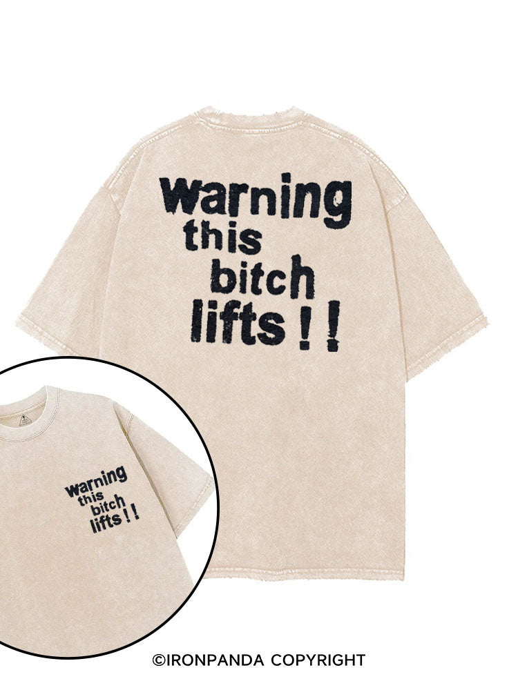 WARNING THIS BITCH LIFTS!! printed Gym Shirt